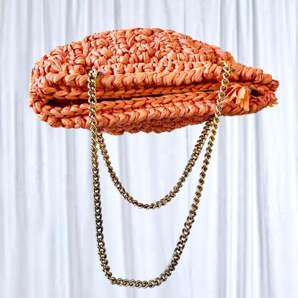 Ritter It's In The Bag Vintage 70’ Handbag Woven Straw Chain Handle Made Italy - Picture 2 of 13